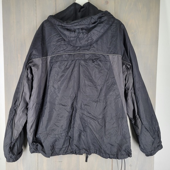 Eddie Bauer Mens Black Gray Hooded Lightweight Jacket Size L Windbreaker - Picture 2 of 9
